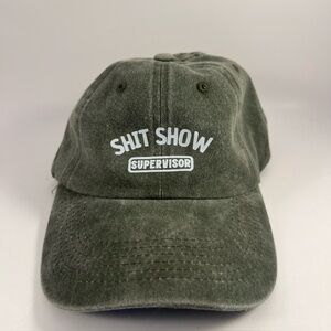 Shit Show Supervisor Distressed Green Adjustable Hat
